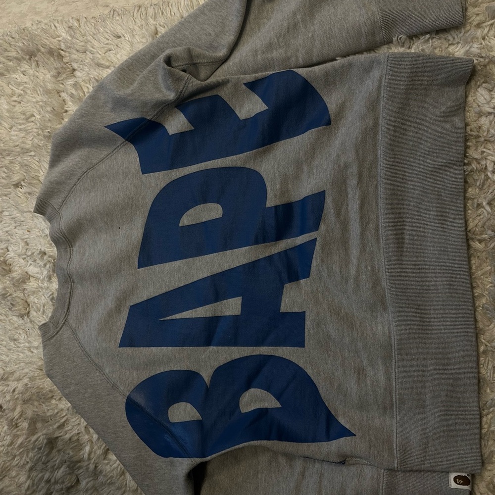 Bape Men's Crewneck Sweater in Gray and Blue